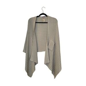 Chico's Womens Wrap Cardigan Size S/M Gray Asymmetrical Hem Bohemian Lagenlook